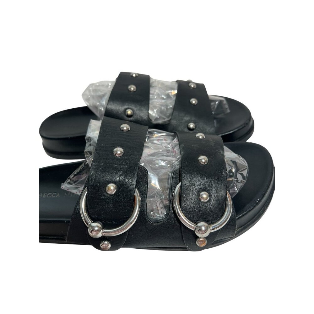 Rebecca Minkoff Women's Vachel Slides US 7,5 M Black Leather Sandals - Picture 6 of 12